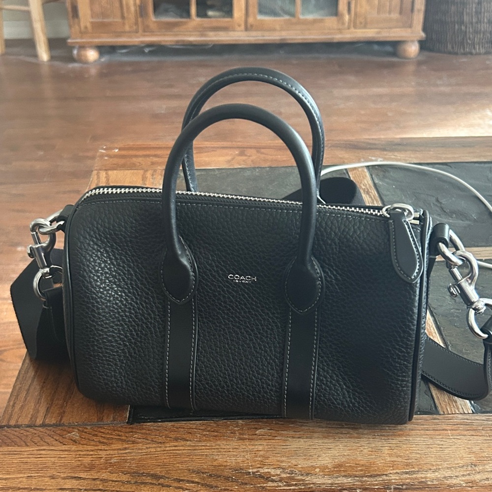 Coach Black Pebbled Leather Duffel Bag